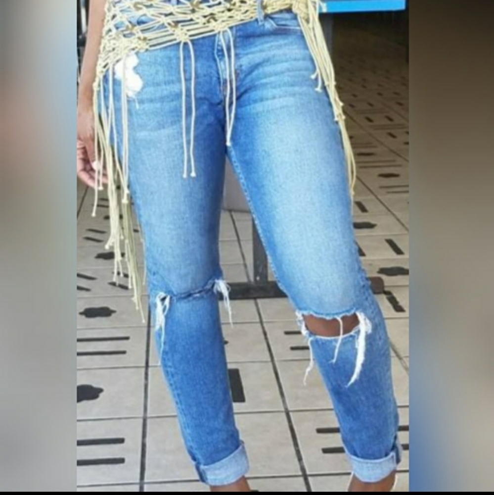 H&M high rise distressed skinny denim jeans - Picture 1 of 7